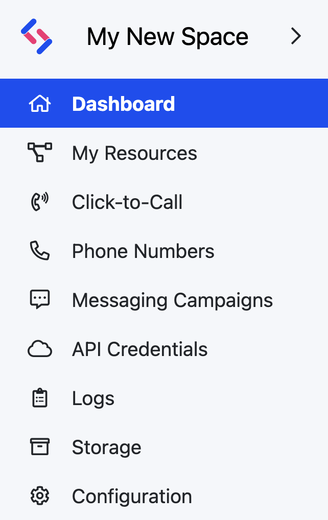 Side navigational bar with the project name and two opposite facing arrows at the top. Below that, the directory to each of the different pages within your portal is listed.